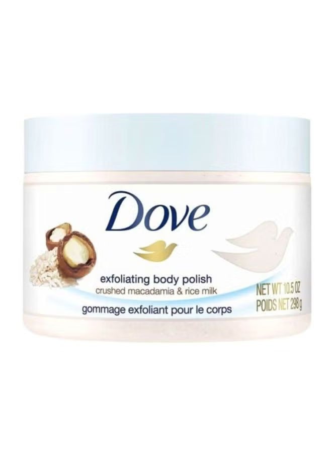 Dove Exfoliating Body Polish With Macadamia And Rice Milk 298grams - Image 1